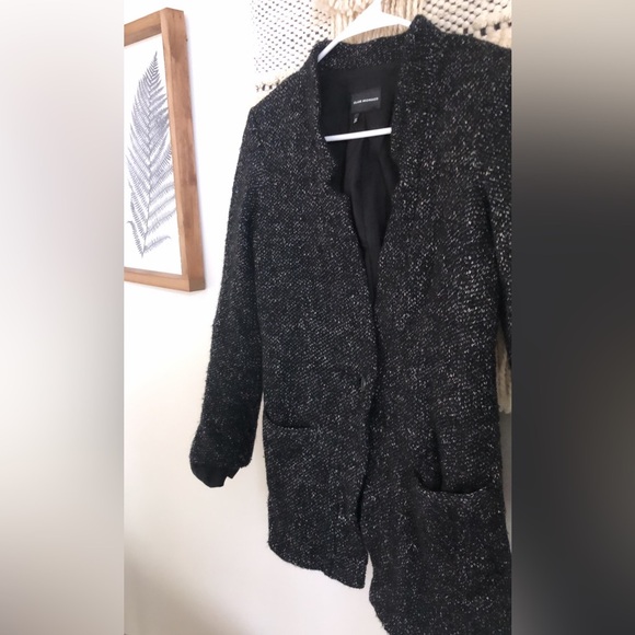 Club Monaco Wool Tweed Blazer Single Button Notched Lapel Grey Black - Picture 2 of 5